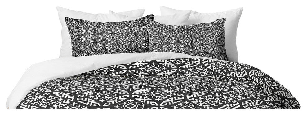 Deny Designs Little Arrow Design Co Modern Moroccan In Charcoal Duvet Cover Set