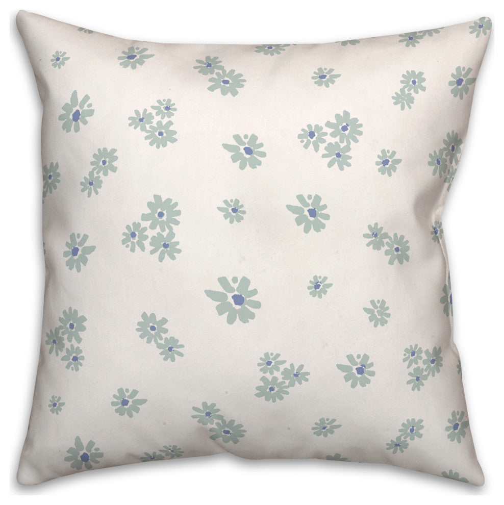 Blue Daisy Pattern 18x18 Spun Poly Pillow