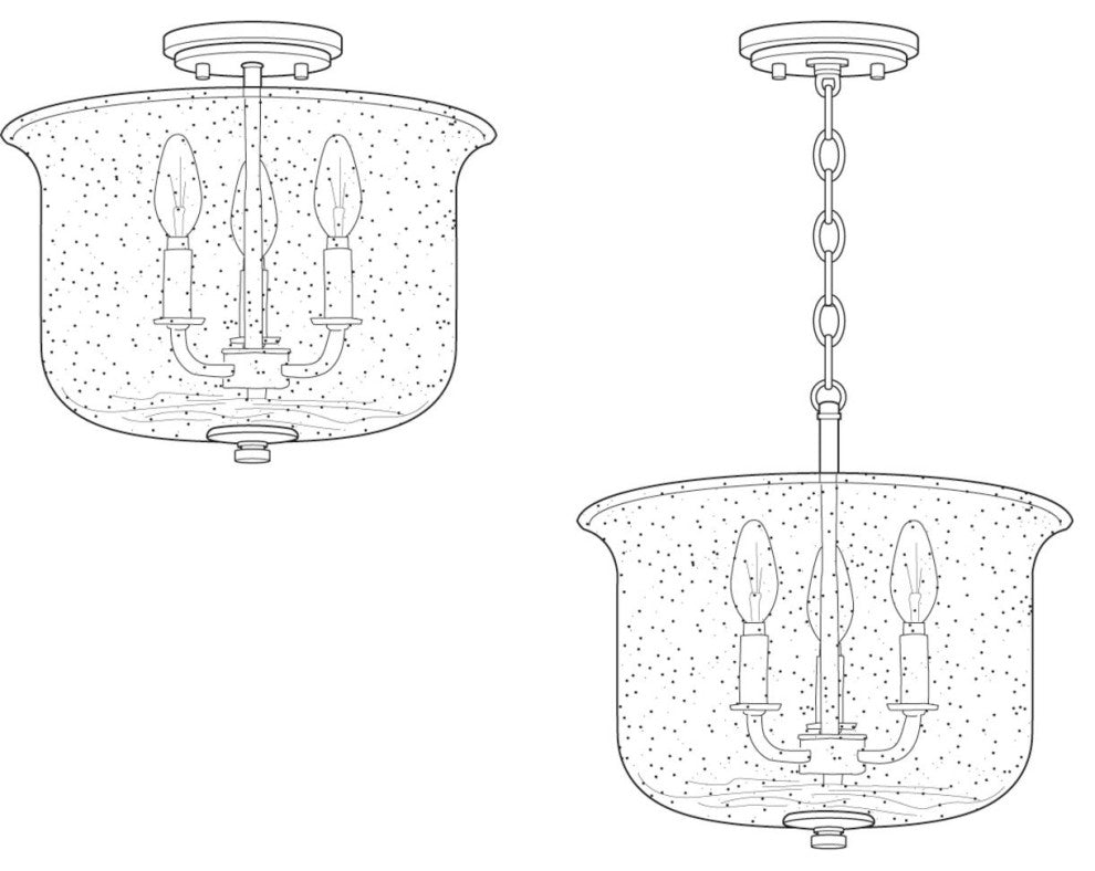 Winslett Collection Black 3-Light Semi-Flush Convertible