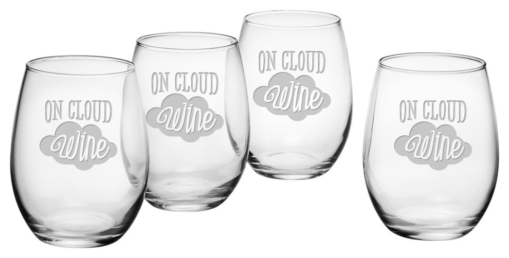 "On Cloud Wine" Stemless Wine Glasses, Set of 4