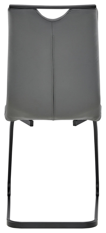 Pacific Gray Dining Room Accent Chair Set of 2, Gray Faux Leather and Black