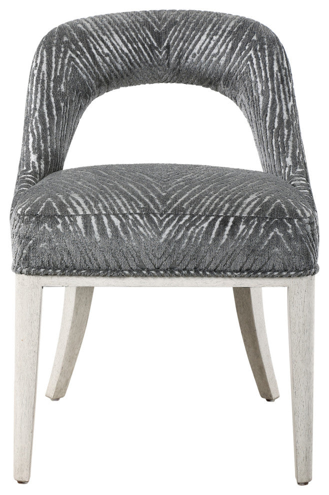 Uttermost 23585-2 Amalia 21"W Solid Wood Framed Chenille Chair - Charcoal /