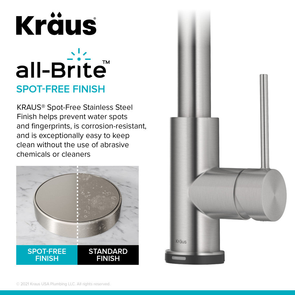 Oletto Pull-Down 1-Hole Kitchen Faucet, Spot Free Stainless Steel
