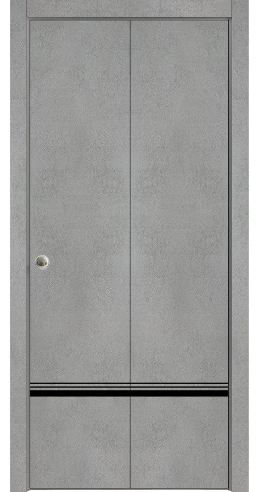 Bi-fold Doors 84 x 84 | Planum 0012 Concrete with  | Sturdy Tracks