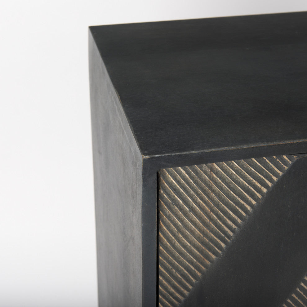 Hogarth Dark Brown Solid Wood With Silver Iron Frame Accent Cabinet
