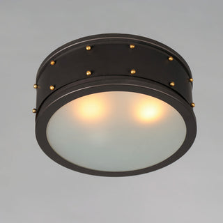 Maxim 25160 Trestle 2 Light 13"W Flush Mount Drum Ceiling Fixture - Oil Rubbed