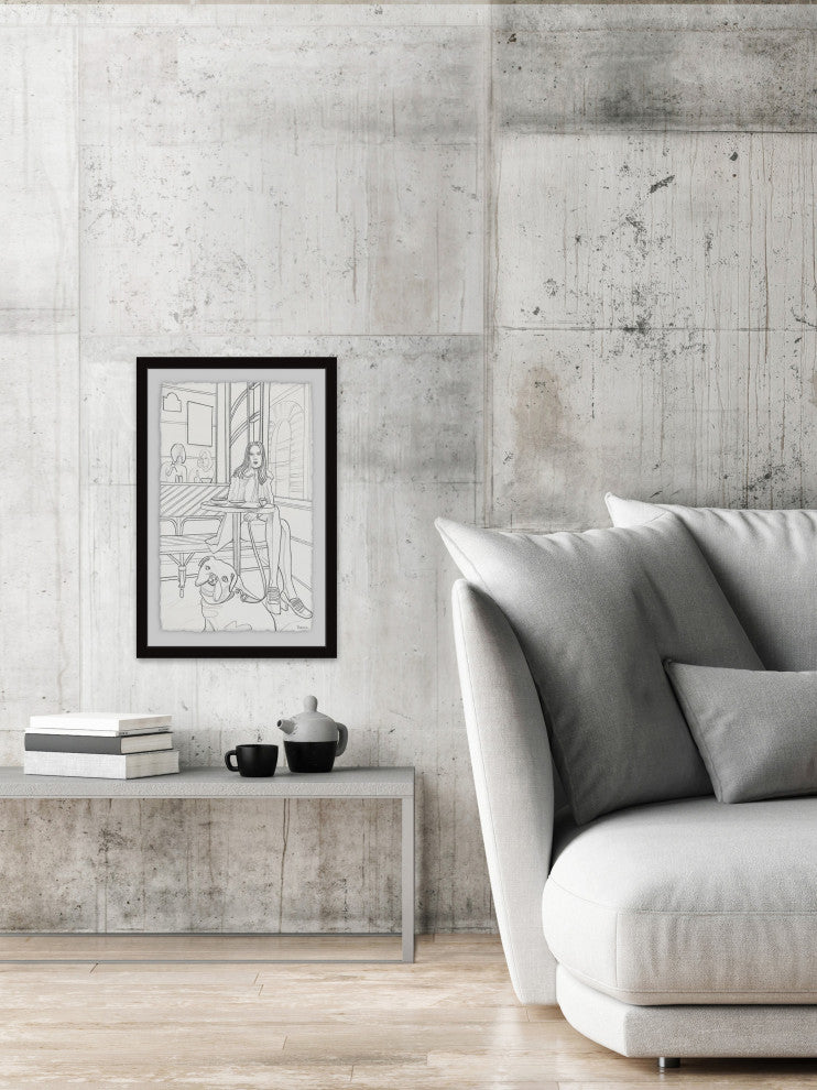 "Chill with the Pup" Framed Painting Print, 30"x45"