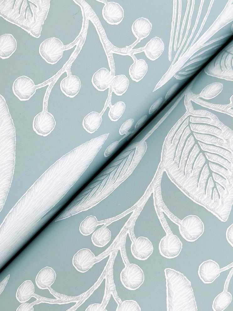 Pineapple Damask Light Blue Wallpaper