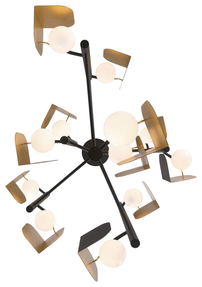 Cornice 12L 42" Gold-Black White Chandelier