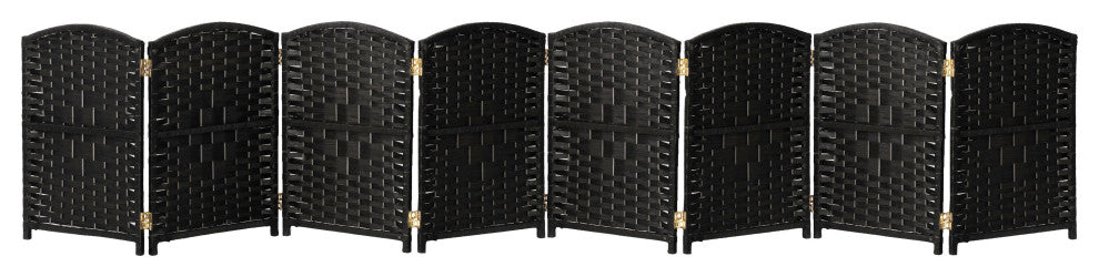 2 ft. Short Diamond Weave Fiber Room Divider Black 8 Panel