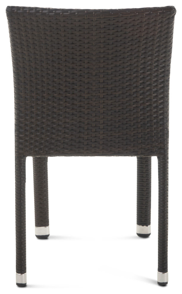 GDF Studio Dorside Outdoor Wicker Armless Stack Chairs With Aluminum Frame, Multi-Brown, Set of 4