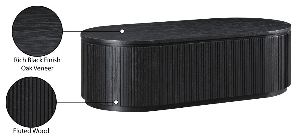 Moana Wood Storage Coffee Table, Black, 52" W X 26" D