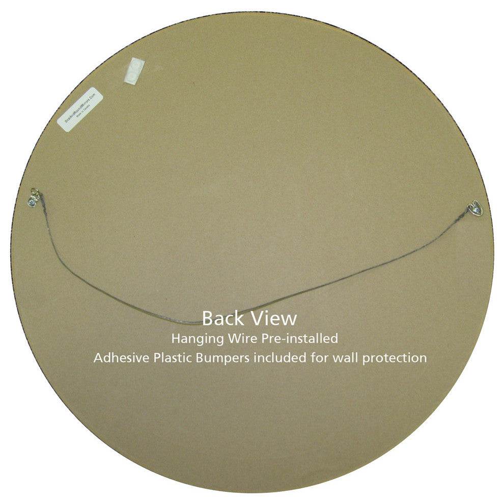 Pasadena Framed Round Mirror, Silver Leaf With Brown Antique, 19"x19"