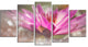 Pink Lotus on Abstract Background, Floral Canvas Art Print, 60"x32", 5 Panels