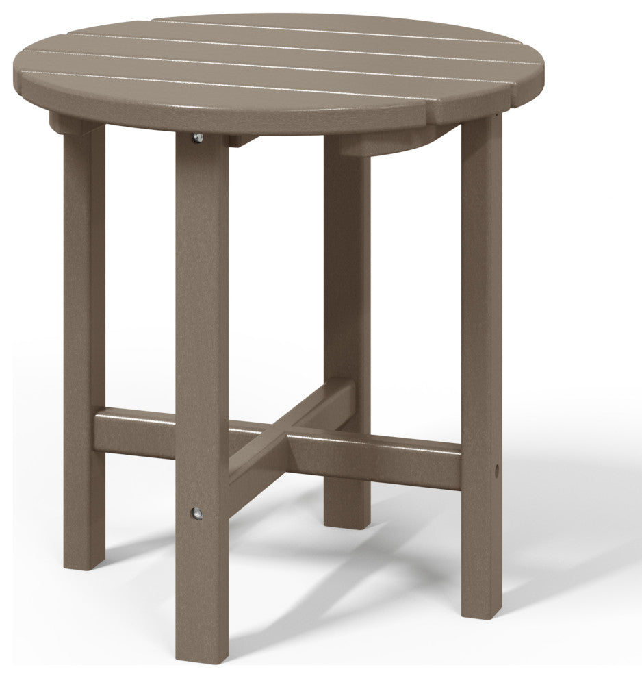 Adirondack Round Outdoor Side Table, Weathered Wood