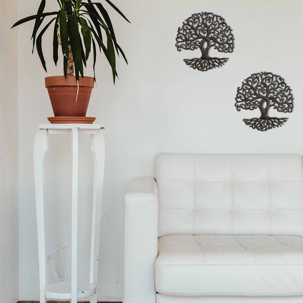 Tree of Life Curly Recycled Metal Wall Art