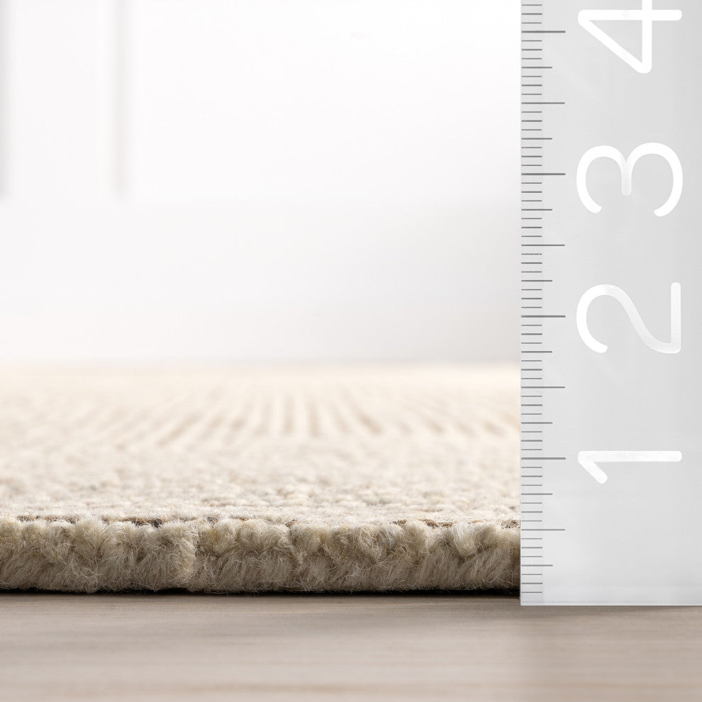 Stoic Wool Area Rug, Beige 2' 6" x 8'
