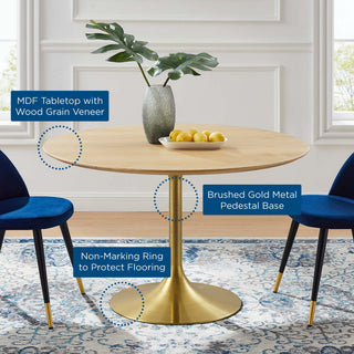 Tulip 47" Wood Dining Table-Gold Natural