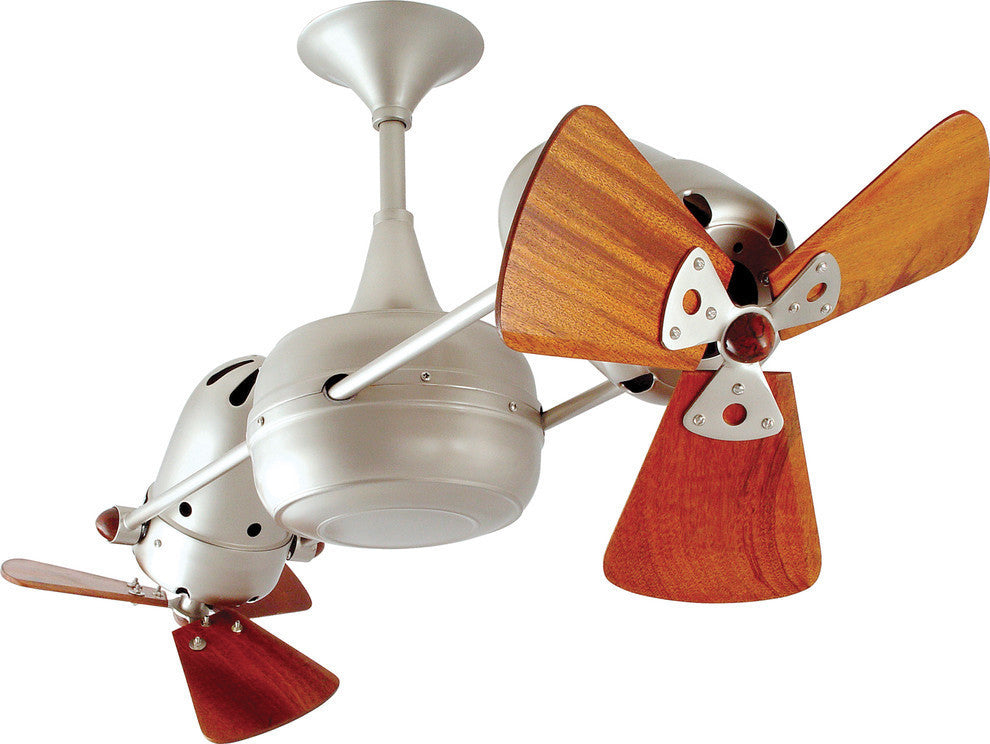 Duplo Dinamico Rotational Ceiling Fan With Mahogany Blades, Brushed Nickel