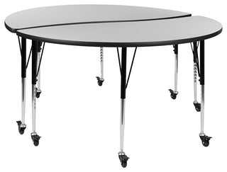 2 Piece Mobile 60" Circle Wave Kids Adjustable Activity Table Set, Gray