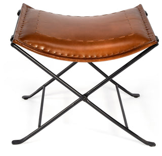 Butler Melton Brown Leather Stool, Medium Brown