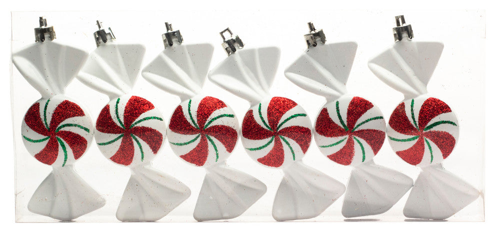 6 Piece Christmas Hanging White Candy Ornament