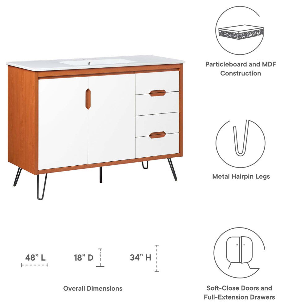 Energize 48" Bathroom Vanity, Cherry White White