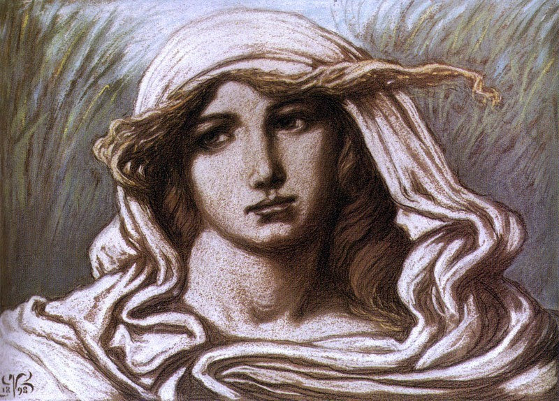 Elihu Vedder Head of a Young Woman, Gallery Wrapped Canvas Print, 18"x27"