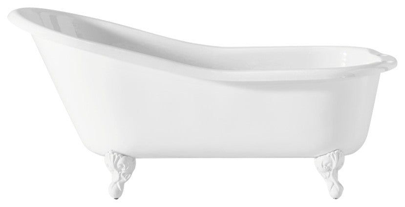 Cheviot Products Slipper Cast Iron Bathtub With Faucet Holes, White