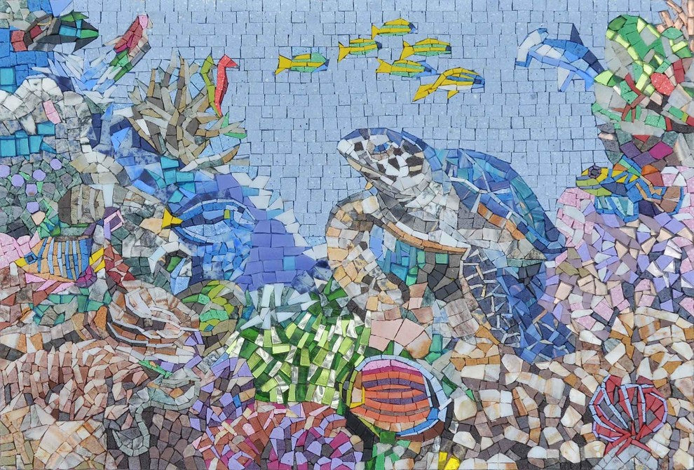 Mosaic Pool Art, Turtle Reef, 36"x24"