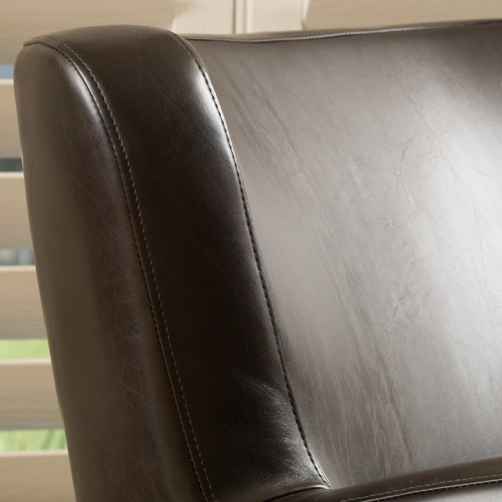 GDF Studio Almendro Bonded Leather Wingback Swivel Club Chair