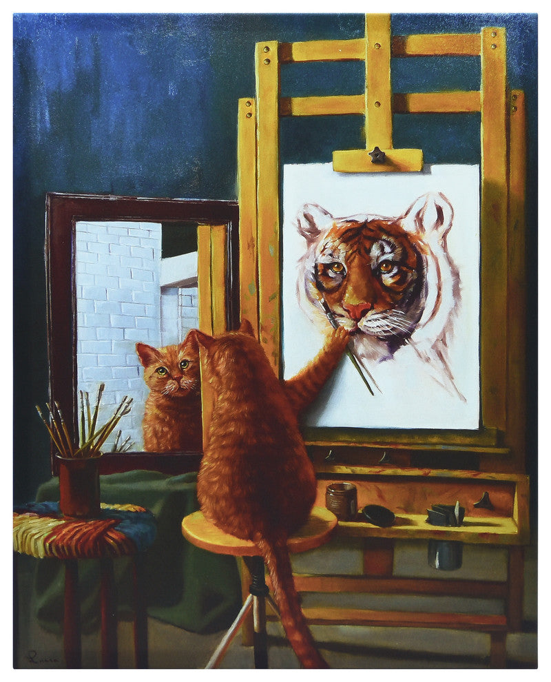 "Norman Catwell" Cat Wall Art, Graphic Art Print on Wrapped Canvas