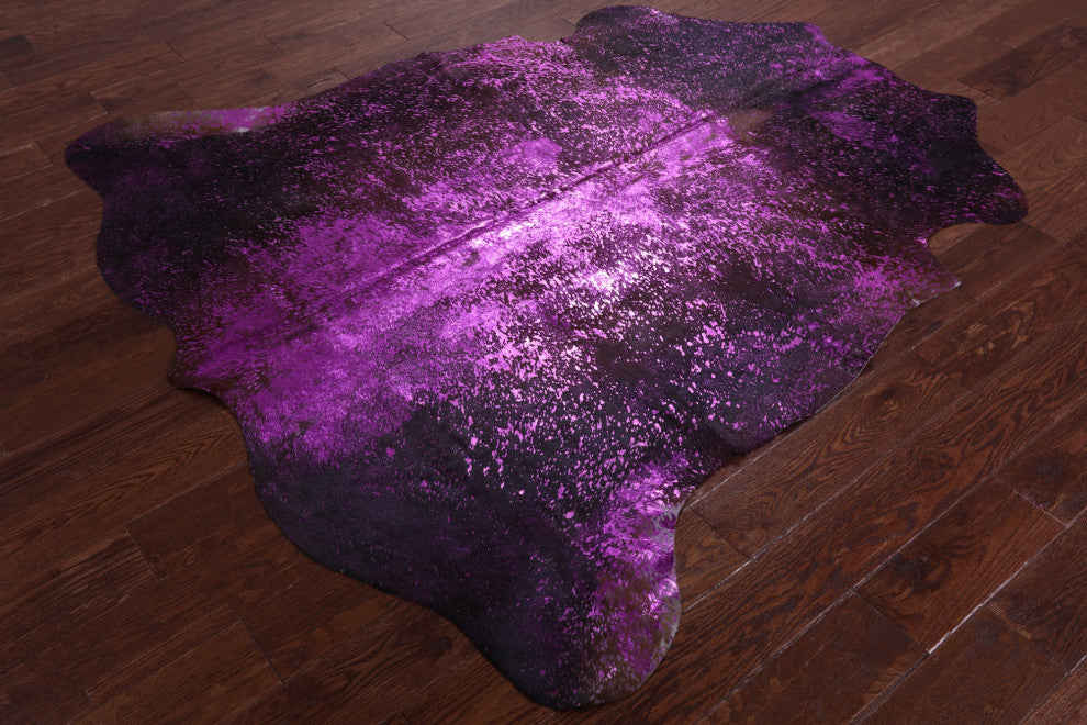 Pink Metallic Cowhide Rug 6' 1" X 6' 0" C2165