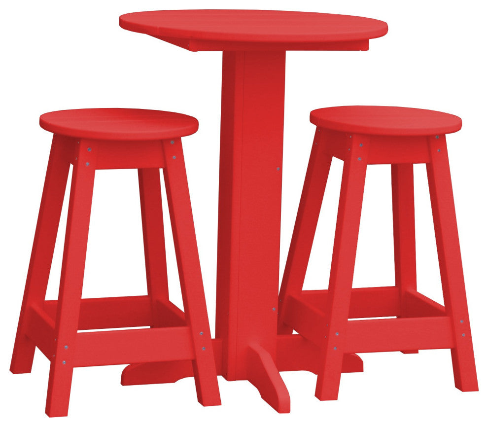 Poly Lumber Bistro Set, Bright Red, Round