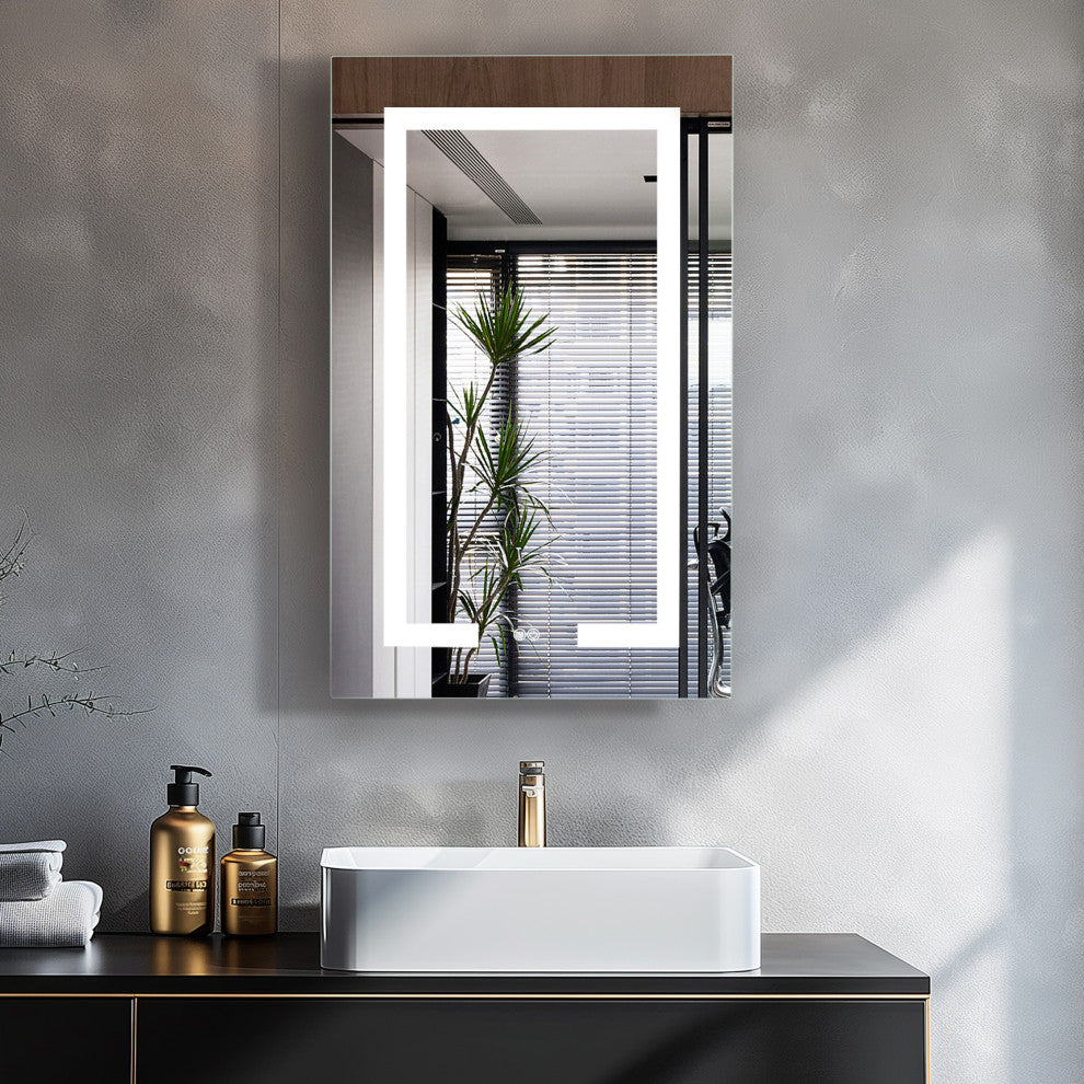 Santona Wall Medicine Cabinet, Frameless LED Mirror, Silver, 20"w X 32"h