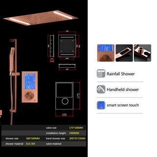 Fontana Showers Smart LED Touch Control Rainfall Shower Head With Hand Shower