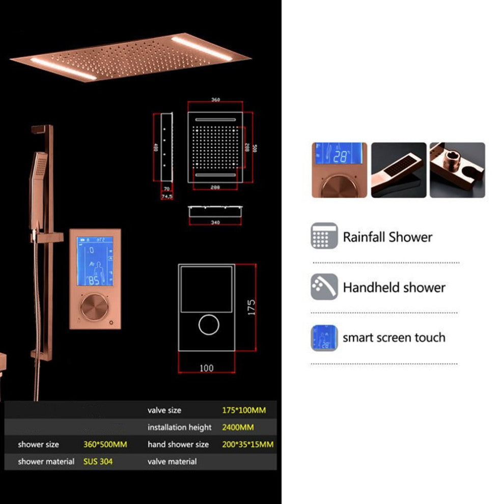 Fontana Showers Smart LED Touch Control Rainfall Shower Head With Hand Shower