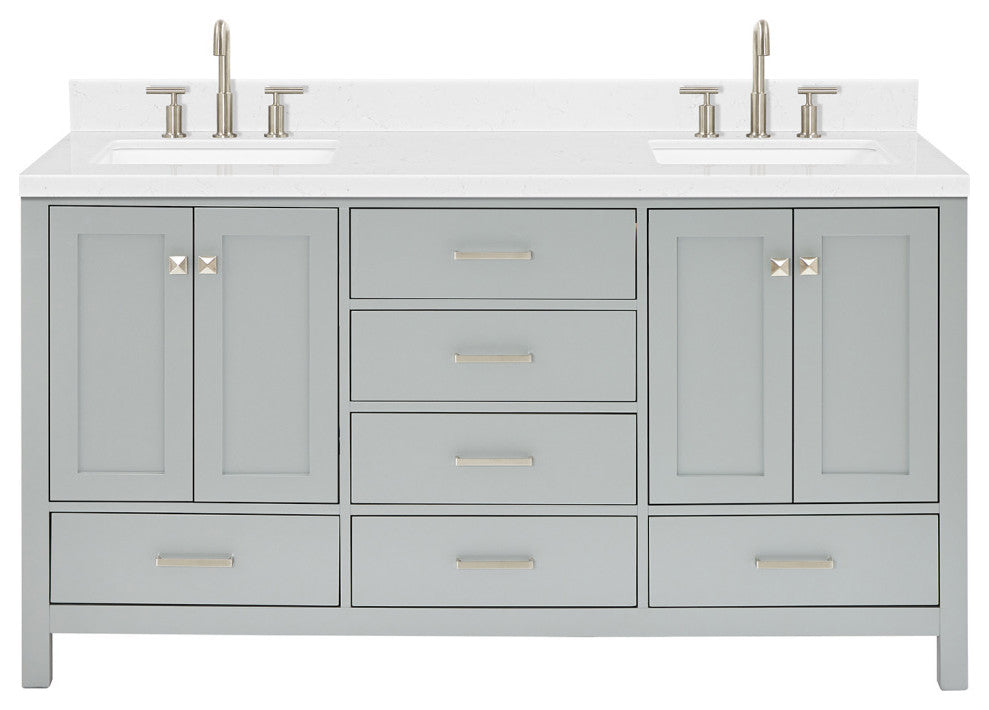 Ariel Cambridge 66" Double Rectangle Sinks Vanity, Carrara Quartz