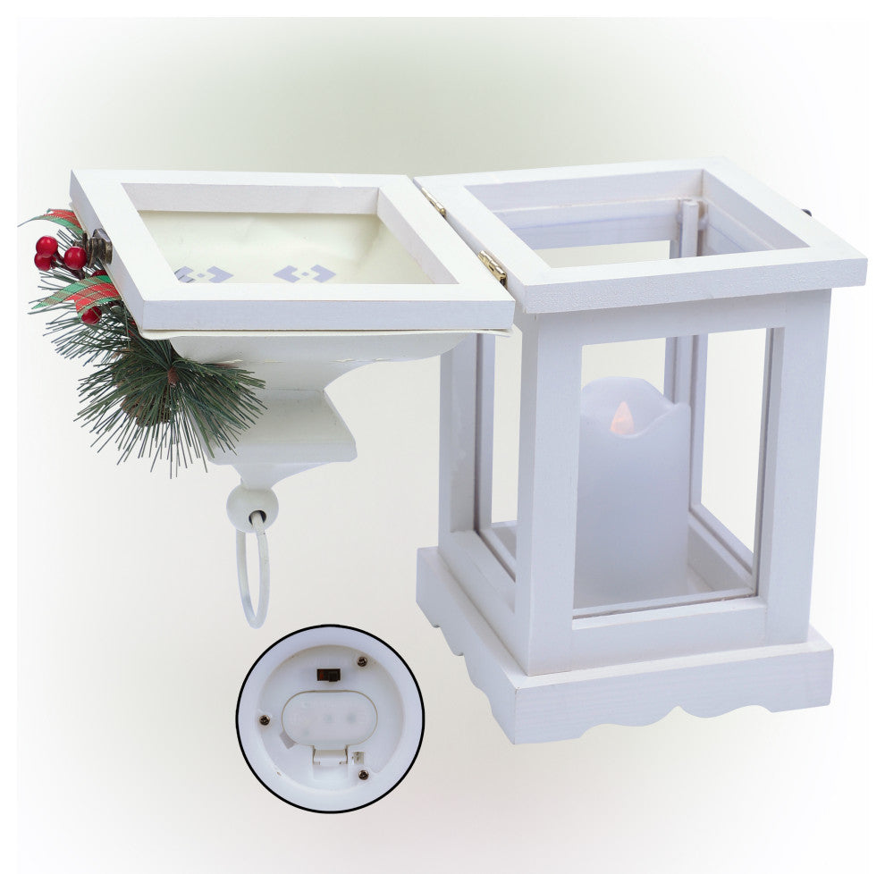 White Christmas Lantern with LED Candle