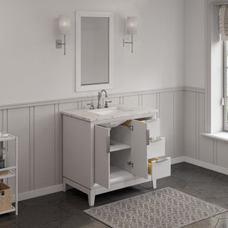 Elizabeth 36" Single Sink Carrara White Marble Vanity, Pure White