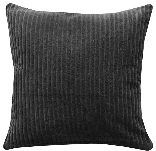 Pillow Decor Cotton Corduroy Throw Pillow 16"x16", Black