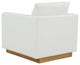 LeisureMod Nervo Modern Leather Accent Arm Chair With Gold Base, White