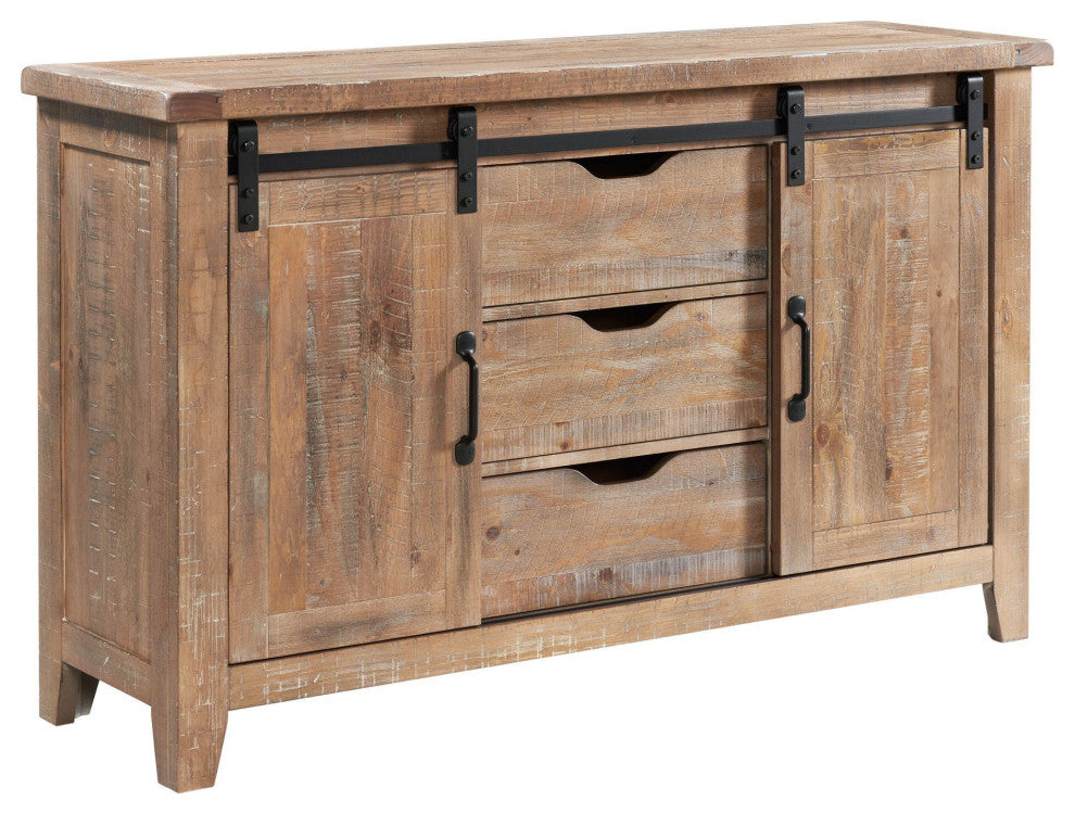 Highland 60" Wide 3-Drawer Sideboard, Sandwash