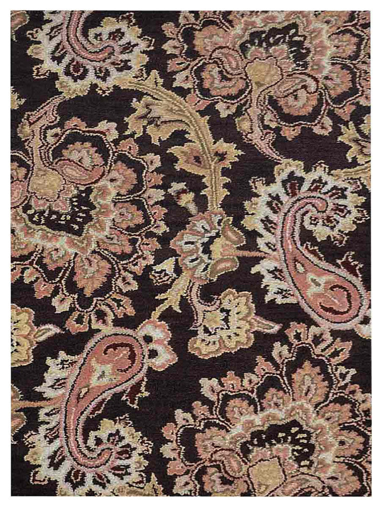 HAND TUFTED WOOL ECO-FRIENDLY AREA RUGS-Brown Color, Floral Design