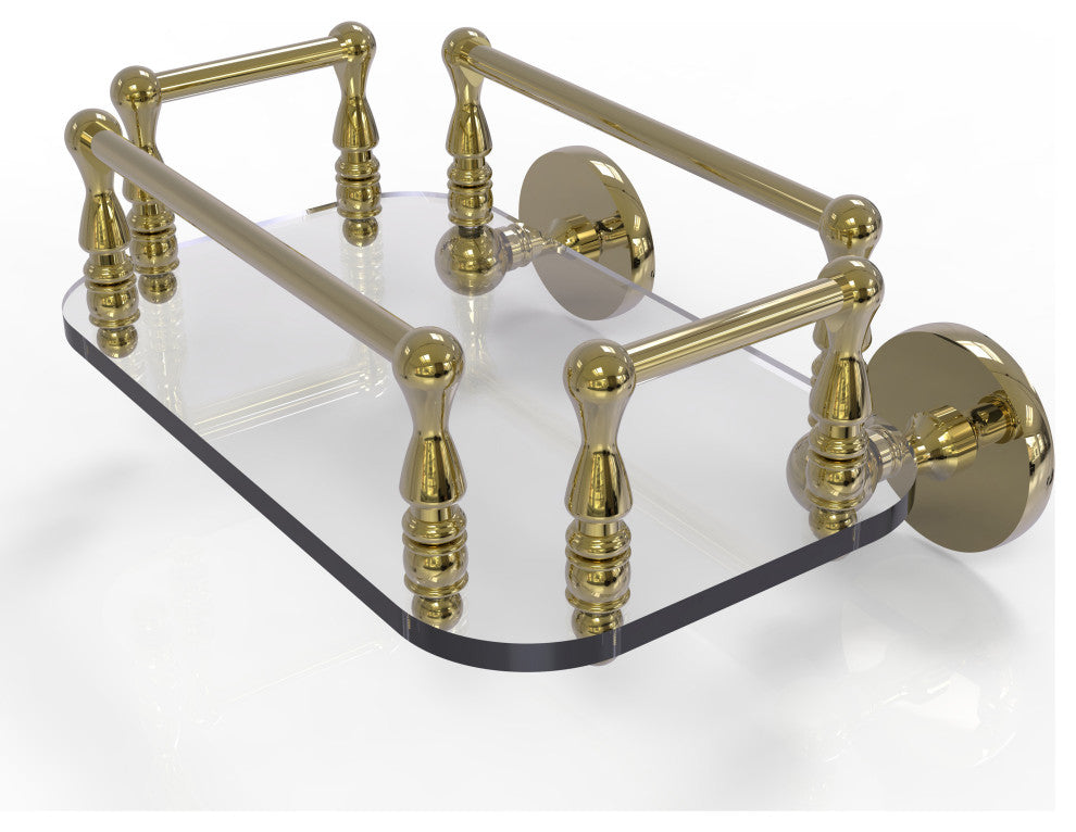 Prestige Skyline Wall Mounted Glass Guest Towel Tray, Unlacquered Brass