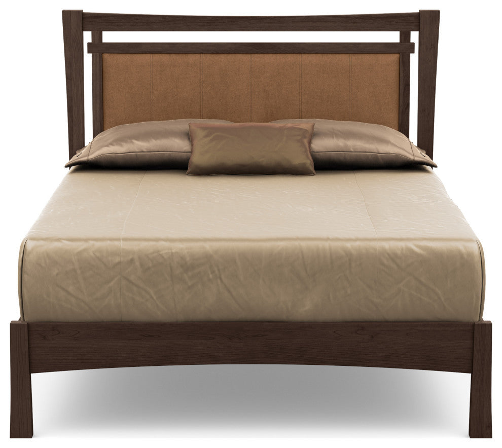 Monterey Bed, Upholstered Headboard, Smoke Cherry, Dark Brown Microsuede, Queen
