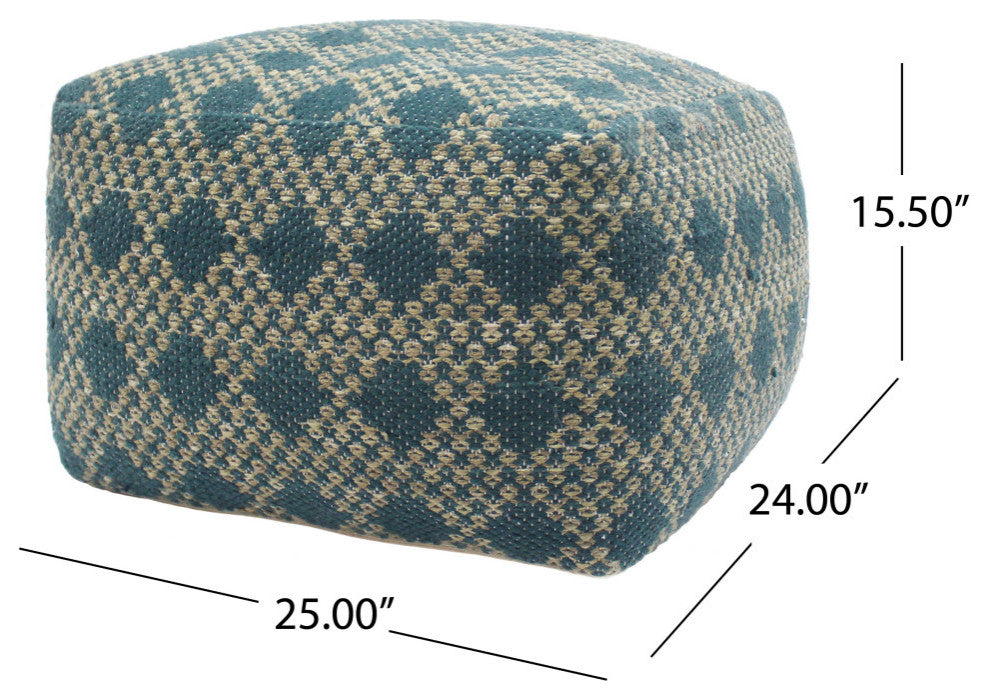 Georgia Outdoor Boho Handcrafted Large Rectangular Pouf