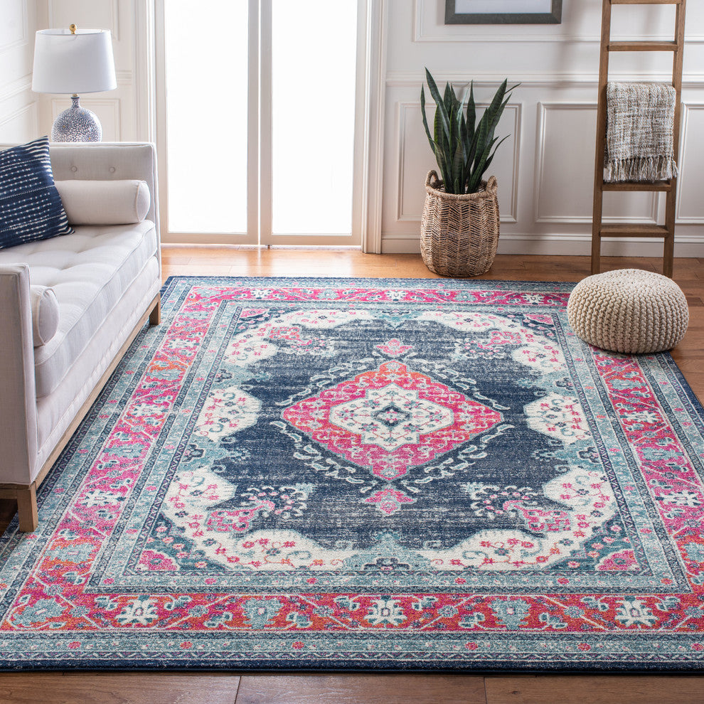 Safavieh Evoke Collection EVK250 Rug, Navy/Fuchsia, 9'x12'