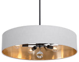 Celine Pendant 30" Black Finish, White/Gold Shade