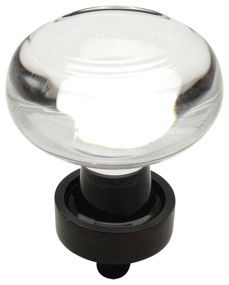 Cosmas 6355ORB-BL Oil Rubbed Bronze Cabinet Round Knob, Set of 5, Glass, Clear